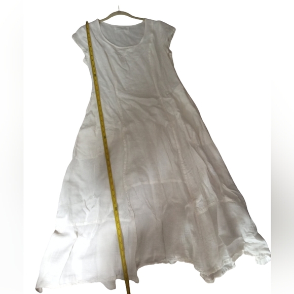 Grizas White Linen Pullover Zip Side Round Neck Pocket Dress Size Large - Picture 6 of 7